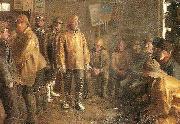 Michael Ancher i kobmandens bod en vinterdag, nar der ikke fiskes painting